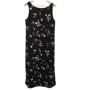 VINTAGE BLACK WHITE GRAY SLEEVELESS SILK DRESS 10P